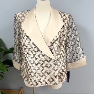 NWT R&M Richards Evening Jacket 20W Champagne & Black Diamond Rhinestone Clasp